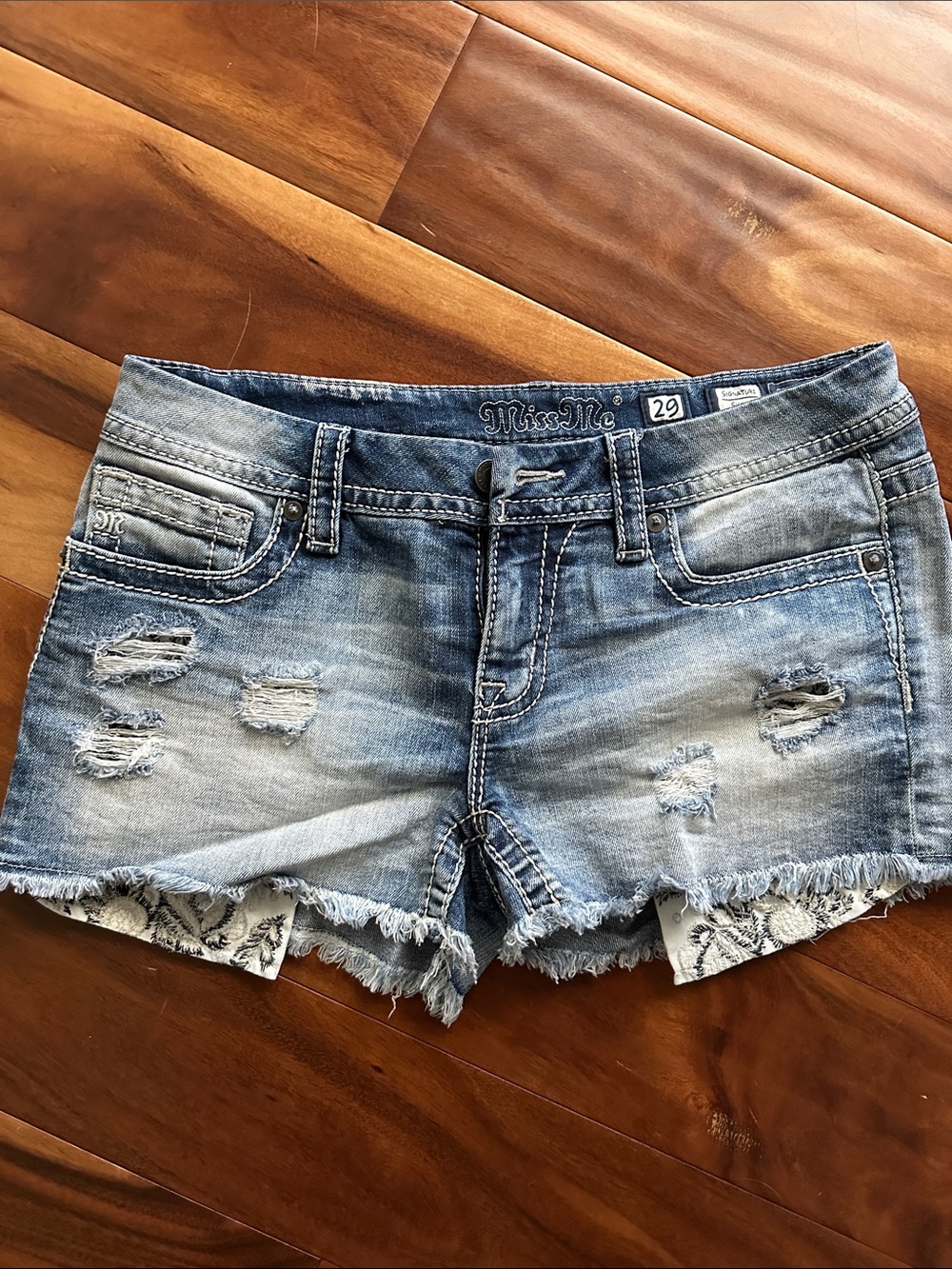 Miss Me Light Blue Distressed Denim Cutoff Shorts